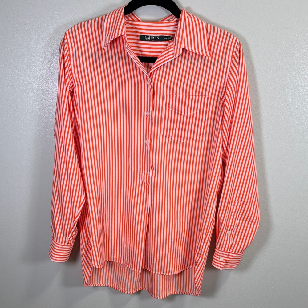 Lauren Ralph Lauren‎ Orange Striped Shirt Sz PM